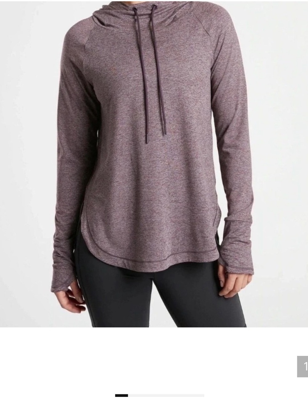 Athleta Womens uptempo 1X
Heathered Hooded Pullover Long Sleeve
Thumbholes